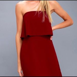 Lulus Wine Red Strapless Dress NWT!